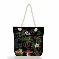 Women's Fashion Cartoon Mushroom Butterfly Canvas Shopping Bags sku image 14