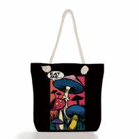 Women's Fashion Cartoon Mushroom Butterfly Canvas Shopping Bags sku image 11