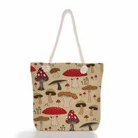 Women's Fashion Cartoon Mushroom Butterfly Canvas Shopping Bags sku image 10