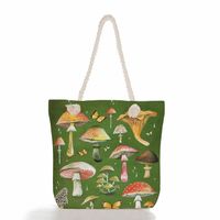 Women's Fashion Cartoon Mushroom Butterfly Canvas Shopping Bags sku image 15