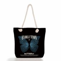Women's Fashion Cartoon Mushroom Butterfly Canvas Shopping Bags sku image 5