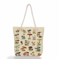 Women's Fashion Cartoon Mushroom Butterfly Canvas Shopping Bags sku image 17