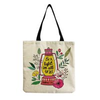Women's Simple Style Letter Cotton And Linen Shopping Bags sku image 1