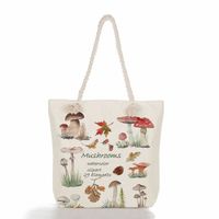 Women's Fashion Cartoon Mushroom Butterfly Canvas Shopping Bags sku image 4