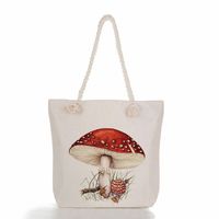 Women's Fashion Cartoon Mushroom Butterfly Canvas Shopping Bags sku image 8