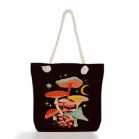 Women's Fashion Cartoon Mushroom Butterfly Canvas Shopping Bags sku image 12
