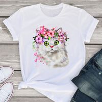 Women's T-shirt Short Sleeve T-shirts Printing Fashion Animal Letter main image 4