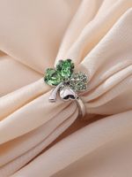 1 Piece Fashion Four Leaf Clover Alloy Inlay Zircon Women's Rings main image 1