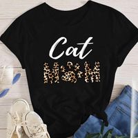 Femmes T-shirt Manche Courte T-shirts Impression Mode Chat Fleur main image 5