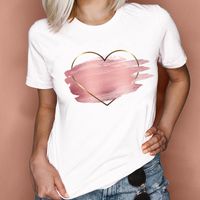 Frau T-shirt Kurzarm T-shirts Drucken Mode Herzform main image 3