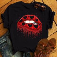 Women's T-shirt Short Sleeve T-shirts Printing Casual Mouth main image 6