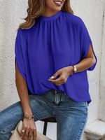 Women's Chiffon Shirt Half Sleeve T-shirts Printing Fashion Solid Color main image 4