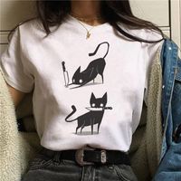 Women's T-shirt Short Sleeve T-shirts Printing Fashion Cartoon Cat main image 3