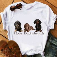 Femmes T-shirt Manche Courte T-shirts Impression Mode Lettre Chien main image 2