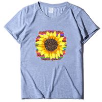 Women's T-shirt Short Sleeve T-shirts Printing Simple Style Sunflower main image 5