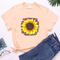 Women's T-shirt Short Sleeve T-shirts Printing Simple Style Sunflower main image 3