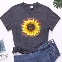 Women's T-shirt Short Sleeve T-shirts Printing Simple Style Sunflower main image 6