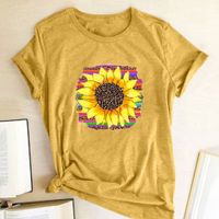 Women's T-shirt Short Sleeve T-shirts Printing Simple Style Sunflower main image 4
