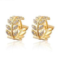 1 Pair Fashion Leaf Copper Inlay Artificial Gemstones Earrings sku image 2