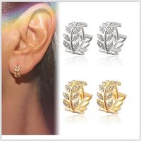 1 Paar Mode Blatt Kupfer Inlay Künstliche Edelsteine Ohrringe main image 5