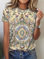 Women's T-shirt Short Sleeve T-shirts Printing Fashion Flower main image 4
