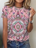 Women's T-shirt Short Sleeve T-shirts Printing Fashion Flower main image 5