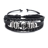 1 Pieza Retro Cráneo Cuero Sintético Aleación Hombres Pulsera main image 1