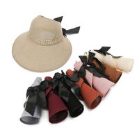 Women's Vacation Solid Color Bowknot Big Eaves Sun Hat main image 1
