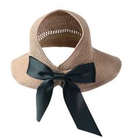 Women's Vacation Solid Color Bowknot Big Eaves Sun Hat main image 5