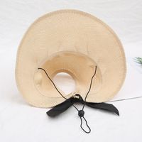 Women's Vacation Solid Color Bowknot Big Eaves Sun Hat main image 3