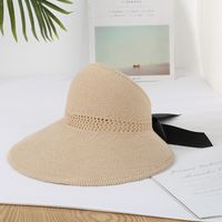 Women's Vacation Solid Color Bowknot Big Eaves Sun Hat sku image 3