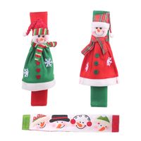 New Christmas Supplies Microwave Oven Gloves Cartoon Flannel Snowman Refrigerator Oven Protective Sleeve sku image 3