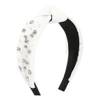 Fashion Bow Knot Cloth Handmade Artificial Pearls Rhinestones Hair Band 1 Piece sku image 2