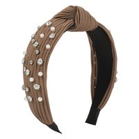 Fashion Bow Knot Cloth Handmade Artificial Pearls Rhinestones Hair Band 1 Piece sku image 6
