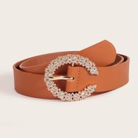 Basic Jewelry Artificial Gemstones Imitation Leather Alloy Plating Women's Leather Belts 1 Piece main image 5