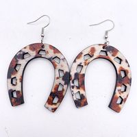 1 Pair Ethnic Style Cow Pattern Leopard Wood Women's Drop Earrings sku image 3
