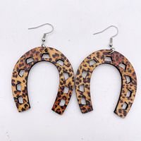 1 Pair Ethnic Style Cow Pattern Leopard Wood Women's Drop Earrings sku image 2