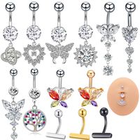 1 Piece Fashion Star Heart Shape Butterfly Stainless Steel Inlay Zircon Belly Ring main image 1