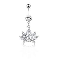 Retro Sexy Tree Crown Butterfly Stainless Steel Inlay Zircon Belly Ring 1 Piece sku image 1