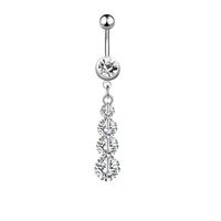 Retro Sexy Tree Crown Butterfly Stainless Steel Inlay Zircon Belly Ring 1 Piece sku image 3