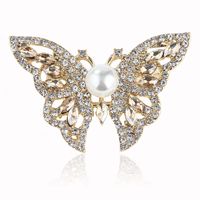 Glamour Mariposa Aleación Embutido Perlas Artificiales Diamantes De Imitación Mujeres Broches main image 2