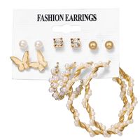 Fashion Star Butterfly Twist Imitation Pearl Alloy Rhinestone Women's Earrings 1 Set sku image 33