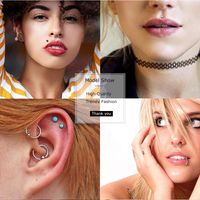 4 Pieces Fashion Geometric Stainless Steel Plating Eyebrow Nails Tongue Nail Nose Ring main image 6