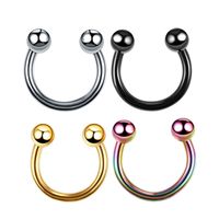 4 Pieces Fashion Geometric Stainless Steel Plating Eyebrow Nails Tongue Nail Nose Ring sku image 8