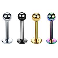 4 Pieces Fashion Geometric Stainless Steel Plating Eyebrow Nails Tongue Nail Nose Ring sku image 4