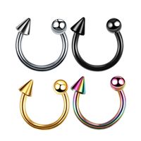 4 Pieces Fashion Geometric Stainless Steel Plating Eyebrow Nails Tongue Nail Nose Ring sku image 9
