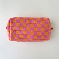 Women's Medium Knitted Fabric Plaid Fashion Square Zipper Cosmetic Bag sku image 7