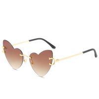 Fashion Gradient Color Heart Shape Pc Special-shaped Mirror Frameless Women's Sunglasses sku image 2