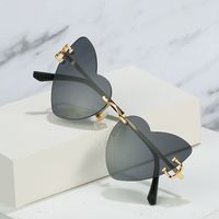 Fashion Gradient Color Heart Shape Pc Special-shaped Mirror Frameless Women's Sunglasses main image 4