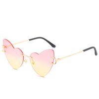 Fashion Gradient Color Heart Shape Pc Special-shaped Mirror Frameless Women's Sunglasses main image 3